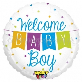 Μπαλονι Foil 45Cm Για Γεννηση «Welcome Baby Boy» Banner – ΚΩΔ.:14345-Bb