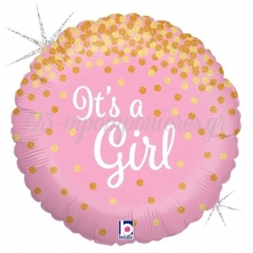 Μπαλονι Foil 45Cm Για Γεννηση «It'S A Girl» Με Γκλιτερ – ΚΩΔ.:36586-Bb