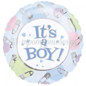 Μπαλονι Foil 45Cm Για Γεννηση «It'S A Boy» Με Παραμανες – ΚΩΔ.:509886-Bb