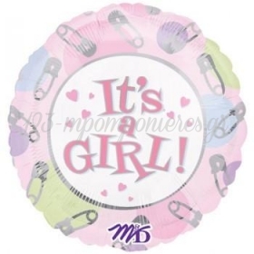 Μπαλονι Foil 45Cm Για Γεννηση «It'S A Girl» Με Παραμανες – ΚΩΔ.:509887-Bb