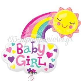 Μπαλονι Foil 76Cm Για Γεννηση Supershape «Baby Girl» Ηλιος Και Ουρανιο Τοξο – ΚΩΔ.:534054-Bb