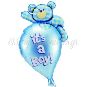 Μπαλονι Foil 69X91Cm Για Γεννηση Supershape Αρκουδακι «It'S A Boy» – ΚΩΔ.:85046-Bb