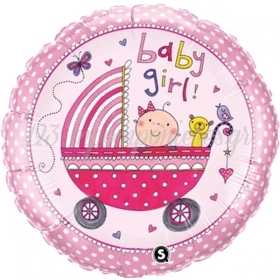 Μπαλονι Foil 45Cm Για Γεννηση «Baby Girl» Με Καροτσακι – ΚΩΔ.:207145-Bb