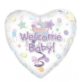 Μπαλονι Foil 91Cm Για Γεννηση «Welcome Baby» Καρδια – ΚΩΔ.:511302-Bb