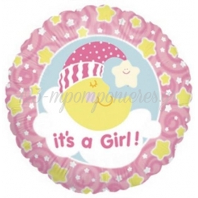 Μπαλονι Foil 45Cm Για Γεννηση «It'S A Girl» Με Φεγκαρακι Που Κοιμαται – ΚΩΔ.:86045-Bb
