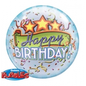 Μπαλονι Foil 22"(56Cm) Αστερια «Happy Birthday» Bubble Μονο – ΚΩΔ.:13018-Bb