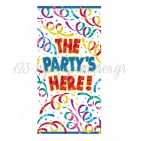 Πλαστικο Banner Για Πορτα 'The Party Is Here' - ΚΩΔ:24264-Bb