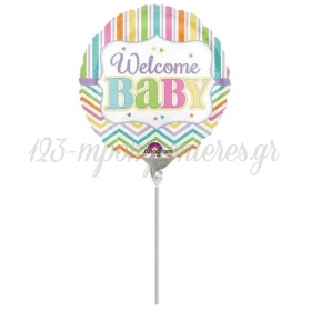 Μπαλονι Foil Mini Shape 9''(23Cm) «Welcome Baby» Πολυχρωμο – ΚΩΔ.:531939-Bb