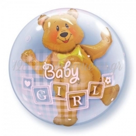 Μπαλονι Foil 24"(61Cm) Αρκουδακι «Baby Girl» Bubble Διπλο – ΚΩΔ.:68647-Bb