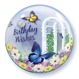 Μπαλονι Foil 22"(56Cm) Πεταλουδες «Birthday Wishes» Bubble Μονο – ΚΩΔ.:68648-Bb