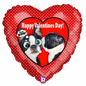 Μπαλονι Foil 50X54Cm Super Shape Καρδια «Happy Valentine'S Day» Πουα Με Κουταβακια - ΚΩΔ.:14023-Bb