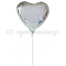 Μπαλονι Foil 10"(25Cm) Mini Shape Καρδια Ασημι – ΚΩΔ.:206134-Bb
