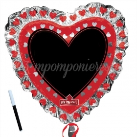 Μπαλονι Foil 91X76Cm Super Shape Καρδια Με Μαυρο Πινακακι - ΚΩΔ.:207133-Bb