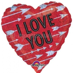 Μπαλονι Foil 45Cm Κοκκινη Καρδια «Love You» Με Βελη - ΚΩΔ.:531795-Bb