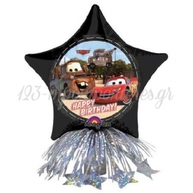Μπαλονι Foil 35Cm Cars Disney Center Piece «Happy Birthday» Με Βαριδιο Με Κορδελες – ΚΩΔ.:16251-Bb