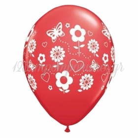 Τυπωμενα Μπαλονια Latex Πεταλουδες Και Λουλουδια Κοκκινα 12" (30Cm) – ΚΩΔ.:69106A-Bb