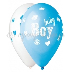 Τυπωμενα Μπαλονια Latex Baby Boy Γαλαζιο-Ασπρο 13" (33Cm) – ΚΩΔ.:13613302-Bb