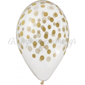 Μπαλονια 13΄΄ Λευκο Με Χρυσο Κονφετι Πουα – ΚΩΔ.:13613309-Bb