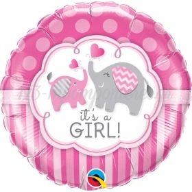 Μπαλονι Foil 45Cm «Baby Girl» Ελεφαντακια – ΚΩΔ.:45106-Bb