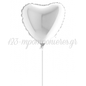 Μπαλονι Foil 10"(25Cm) Mini Shape Καρδια Λευκη – ΚΩΔ.:09018Wh-Bb
