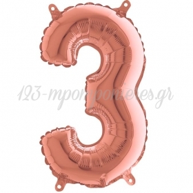 Μπαλονι Foil Ροζ Χρυσο 36Cm Αριθμος Τρια – ΚΩΔ.:1423Rg3-Bb