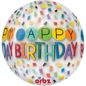 Μπαλονι Foil 16"(40Cm) Ορβζ Happy Birthday Ουρανιο Τοξο Με Κονφετι – ΚΩΔ.:535168-Bb