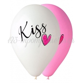 Ροζ Και Λευκα Μπαλονια Τυπωμενα Με Φιλι Και Καρδια 13'' (33Cm) – ΚΩΔ.:13613287-Bb