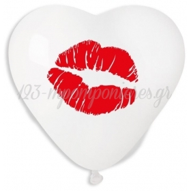 Διαφανα Μπαλονια Τυπωμενα Καρδιες Love 17'' (43Cm) Με Φιλι – ΚΩΔ.:13617453-Bb