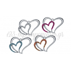 Μεταλλικο Διακοσμητικο Διπλη Καρδια Με Στρας 3Cm - ΚΩΔ:M4125-Ad