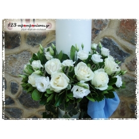 Λαμπαδες Γαμου Στολισμενες Με Στεφανια Απο Λευκους Λυσιανθους Τριανταφυλλα Και Κισσο - ΚΩΔ.:Alog-1049-L