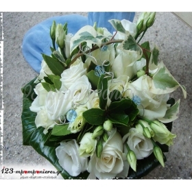 Νυφικη Ανθοδεσμη Με Λυσιανθους Τριανταφυλλα Και Σιελ Χαντρες Με Συρμα - ΚΩΔ.:Alog-1049-N