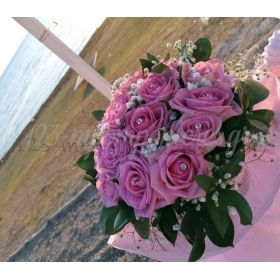 Νυφικη Ανθοδεσμη Με Ροζ Τριανταφυλλα Και Στρας - ΚΩΔ.:Boh-0808-N
