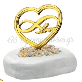 Plexiglass Καρδια Με Συμβολο Της Αιωνιοτητας Σε Κεραμικη Πετρα - ΚΩΔ:M3734-Ad