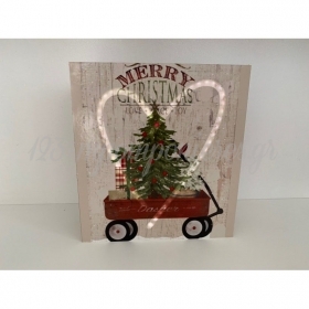 Ξυλινο Χριστουγεννιατικο Κουτι Με Φωτιζομενη Καρδια Led - 22X20X5 Εκ. - ΚΩΔ.:Ls2A88-Rn