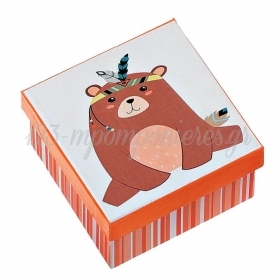 Χαρτινο Κουτακι Με Αρκουδακι Boho 8.2X8.2X5Cm . - ΚΩΔ:Ak128-Ad