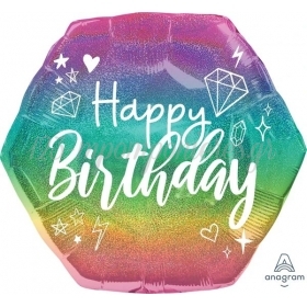 Μπαλονι Foil 23''(58Cm) Sparkle Birthday Πολυγωνο - ΚΩΔ:542133-Bb