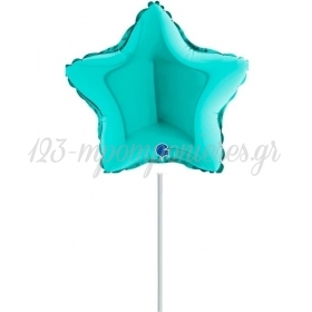 Μπαλονι Foil 10"(25Cm) Mini Shape Τυρκουαζ Αστερι - ΚΩΔ:09217-Bb
