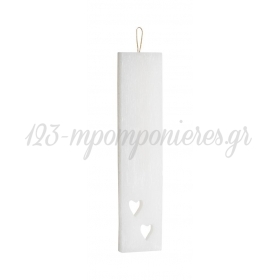 Λαμπαδα Λευκη Αρωματικη Πλακε Με Καρδουλες Διατρητες - ΚΩΔ:M4603-1-Ad