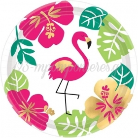 Χαρτινα Πιατα Γλυκου Aloha Flamingo 17.7Cm - ΚΩΔ:541953-Bb