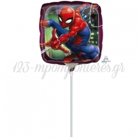 Μπαλονι Foil 9"(23Cm) Mini Shape Τετραγωνο Spiderman - ΚΩΔ:534668-Bb