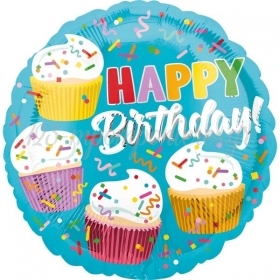 Μπαλονι Foil 18"(46Cm) Happy Birthday Cupcakes - ΚΩΔ:538172-Bb