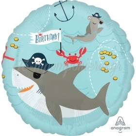 Μπαλονι Foil 17"(43Cm) Καρχαριες Birthday - ΚΩΔ:538484-Bb
