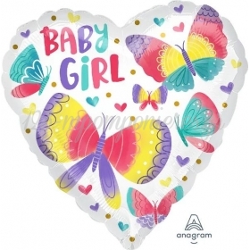 Μπαλονι Foil 18''(45Cm) Καρδια Baby Girl Με Πεταλουδες - ΚΩΔ:541657-Bb