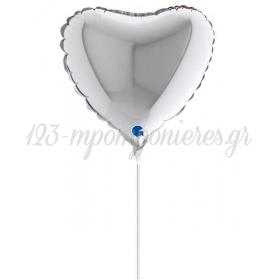Μπαλονι Foil 10''(25Cm) Mini Shape Ασημι Καρδια - ΚΩΔ:09009S-Bb
