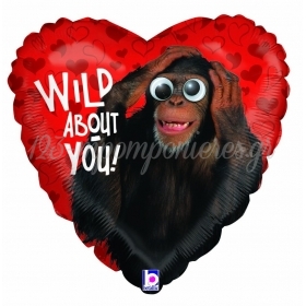 Μπαλονι Foil 45Cm Κοκκινη Καρδια Με Μαιμου «Wild About You»- ΚΩΔ.:14012Ρ-Bb