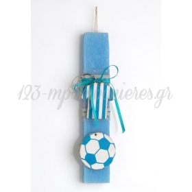 Πασχαλινη Λαμπαδα Με Θεμα Μπλε Ποδοσφαιρικη Φανελα Και Μπαλα - ΚΩΔ:El425-Ad