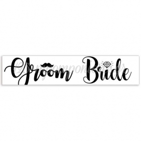 Πινακιδα Αυτοκινητου Γαμου "Groom - Bride" 52X11Cm - ΚΩΔ:553131-37-Bb