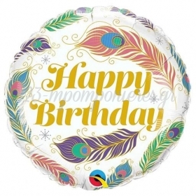 Μπαλονι Foil 18"(45Cm) Happy Birthday Φτερα Παγωνιου - ΚΩΔ:97385-Bb