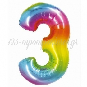 Μπαλόνι Foil 30''(76cm) Rainbow Αριθμός 3 - ΚΩΔ:CH-STC3-BB