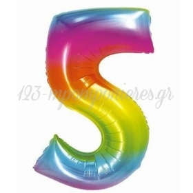 Μπαλόνι Foil 30''(76cm) Rainbow Αριθμός 5 - ΚΩΔ:CH-STC5-BB
